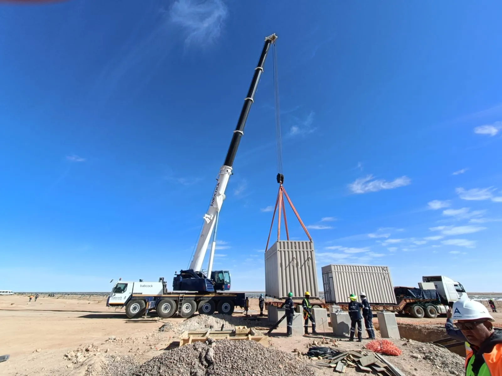 Containerised plant being lifted into position on site